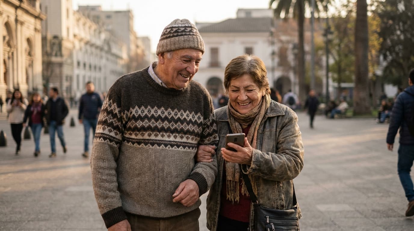 Pareja de adultos mayores caminando