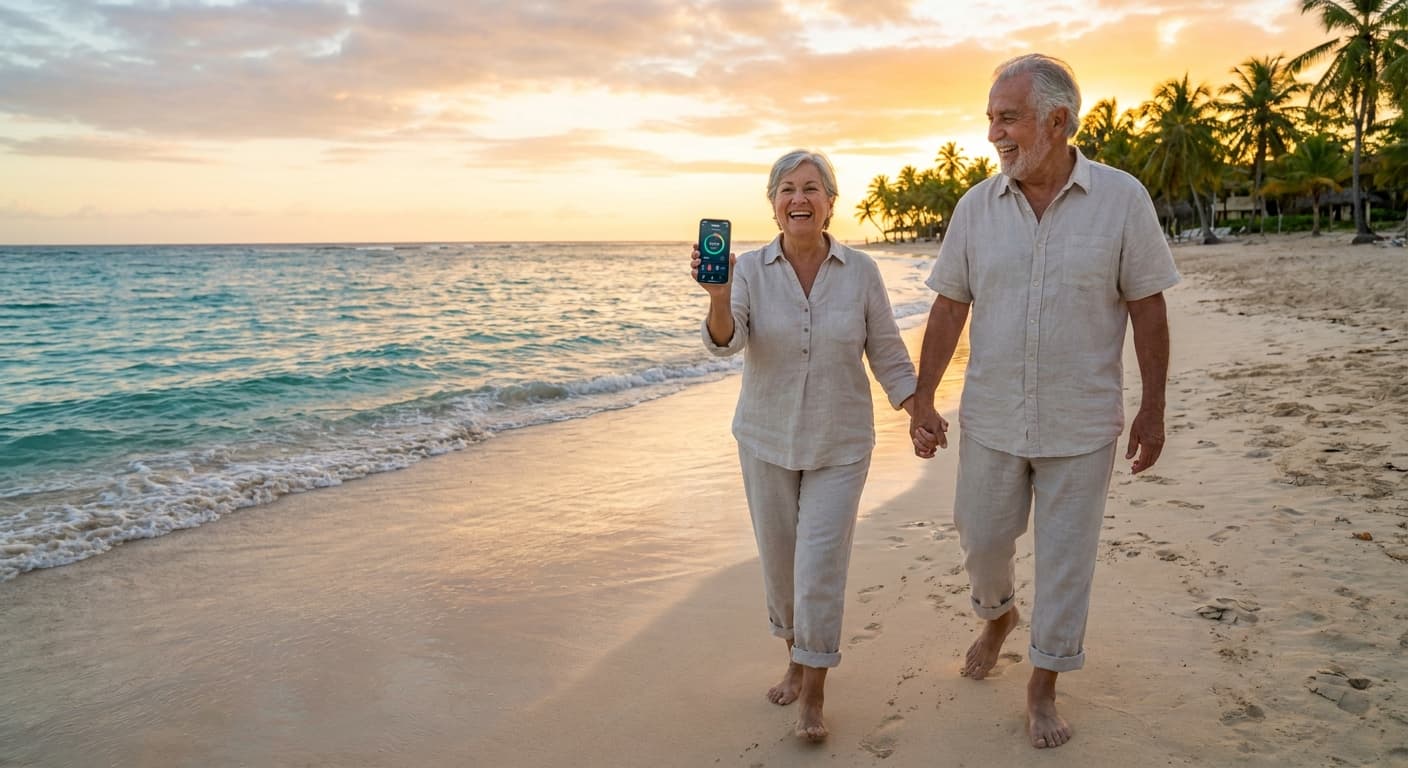 Caminando juntos por la playa del Caribe
